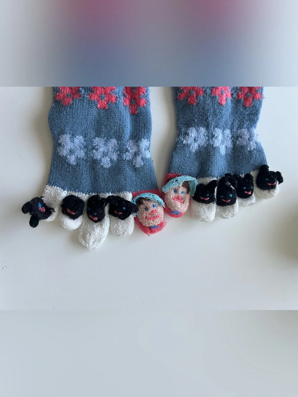 Blue Floral Toe Socks with Lil Bo Peep & Sheep